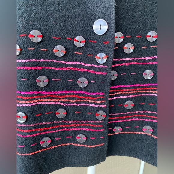 Vintage SIGRID OLSEN SPORT Wool Black Cardigan Sweater Made in India, Large - Picture 10 of 13